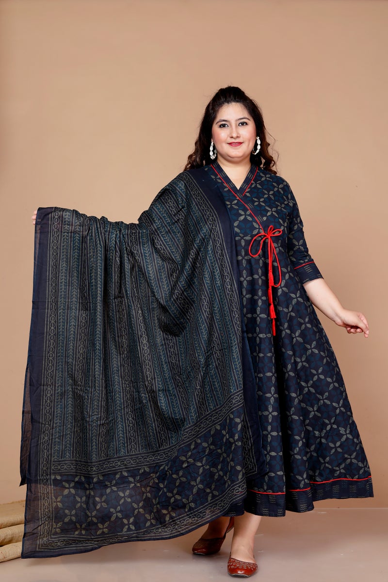 Miravan Blue Anarkali Kurta & Dupatta Set for Women - Image 1